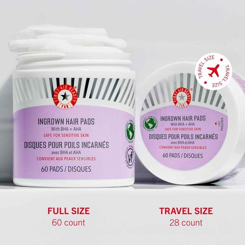 First Aid Beauty - Ingrown Hair Pads with BHA + AHA - Aftershave Treatment Pads to Help Prevent Razor Bumps for Men & Women - Exfoliate Underarms & Bikini Area - Compostable for Daily Use - 60 Pads