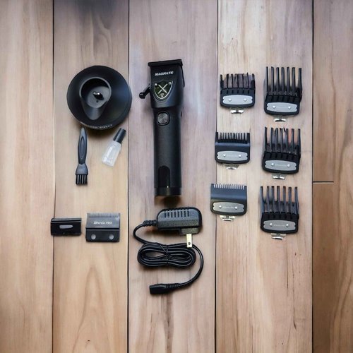 XPERSIS PRO Magnate Quiet and Low Vibration DLC Fade Blade Black 7200 RPM Cordless Hair Clipper for Barbers and Mens, 3 hrs Quiet Run Time with Extra Fade Blade and Charging Stand