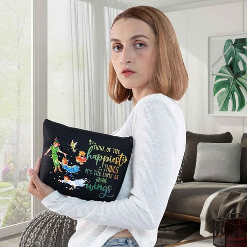 WZMPA Cartoon Movie Cosmetic Bag Fairytale Fans Gift Think Of The Happiest Things It's The Same As Having Wings Makeup Zipper Pouch Bag Cartoon Merchandise (Happiest Things-BL)