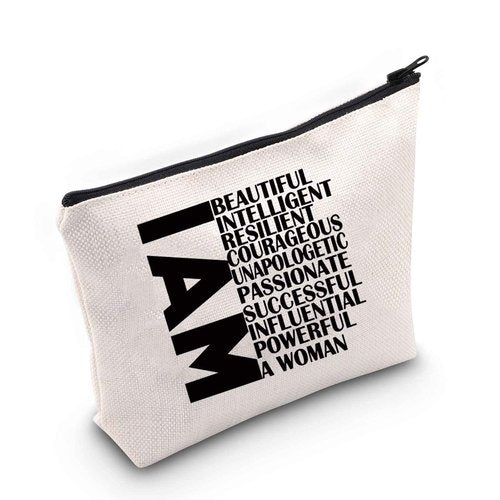 G2TUP Woman-Power Gift Feminist Gift Women Empowerment Gift I Am A Woman Cosmetic Bag And Travel Make Up Pouch With Zipper Motivational Inspiring Gift