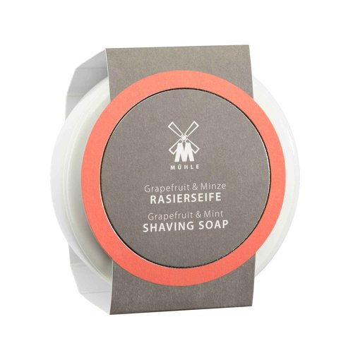 MÜHLE Porcelain Dish with Grapefruit & Mint Shaving Soap, 65 Grams – Shave Soap for Men, Rich & Light Soap Formula, Nurturing Solid Shave Soap Lather, Cooling Effect On Skin