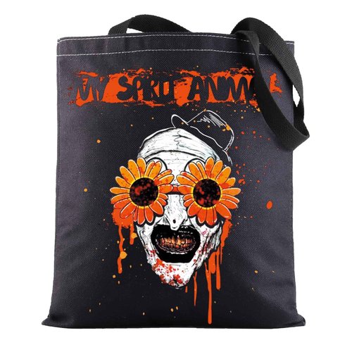 BWWKTOP Clown Movie Cosmetic Makeup Bag Movie Fans Gifts Horror Movie Zipper Pouch For Women Girls (sunflower glass TG BL)