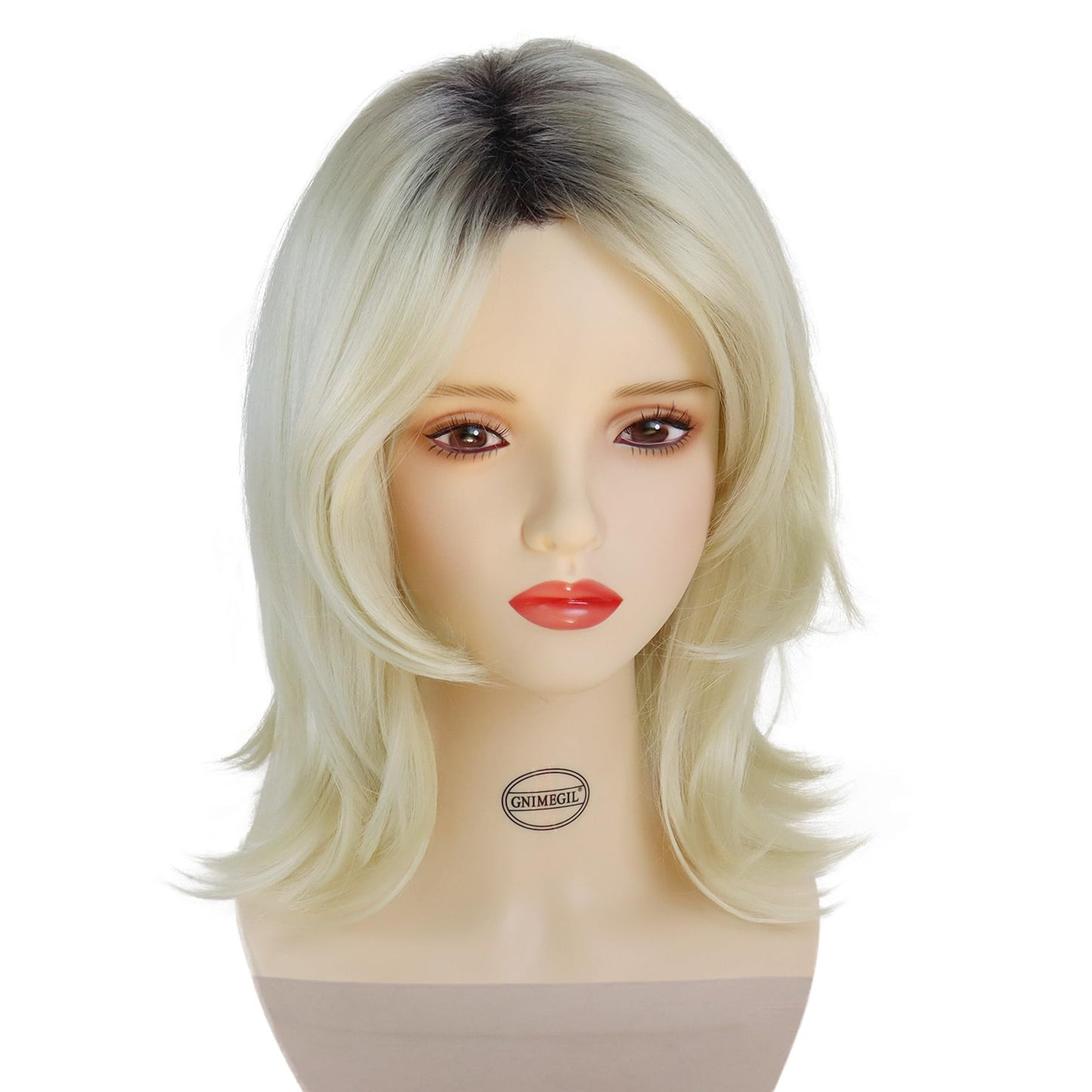 GNIMEGIL Ombre Blonde Costume Wig 20 Inch Heat Resistant Synthetic Hair for Halloween Anime Cosplay Fits for Bride of Chucky Wigs for Dolls Blond Wig with High Temperature Fiber