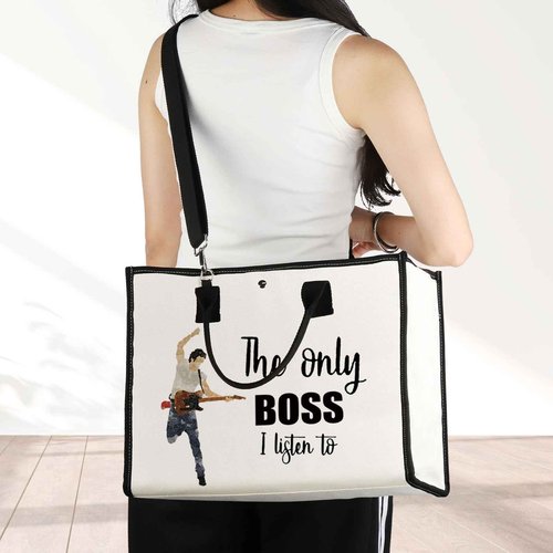 JNIAP Singer Fans Cosmetic Makeup Bag Rock Music Lover Gifts The Only Boss I Listen To Music Zipper Pouch Bag Singer Merchandise (only boss tote)