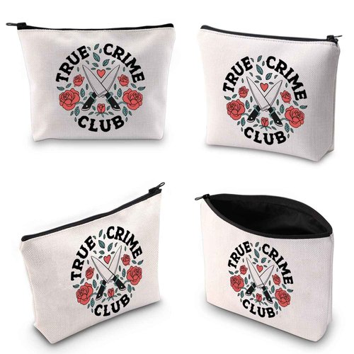 TOBGBE True Crime Lover Gift True Crime Club Makeup Bag Crime Junkie Gift True Crime Podcast Lovers Gifts Funny Serial Killer Cosmetics Bag (True Crime Club)