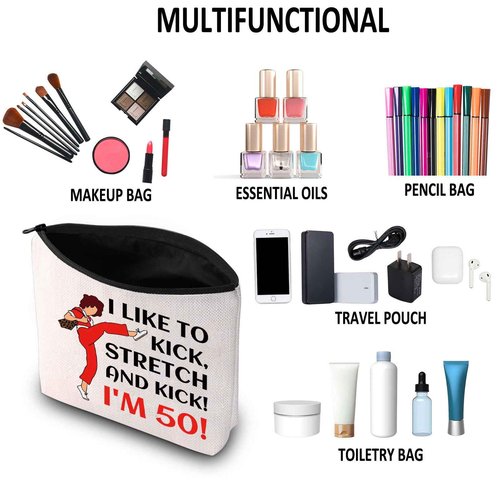 G2TUP TV Show Inspired Gift I Like To Kick I'm 50 Makeup Bag Fun Skit Lover Cosmetic Bag TV Show Characters Fans Gift (I Like To Kick I'm 50 MB)