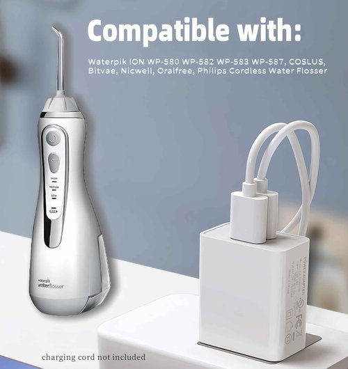 USB Wall Charger for Waterpik WP-580 WP-582 ION, COSLUS C20, Bitvae C6, Nicwell, AquaSonic, Philips Sonicare Cordless Water Flosser - 5V USB Power Adapter