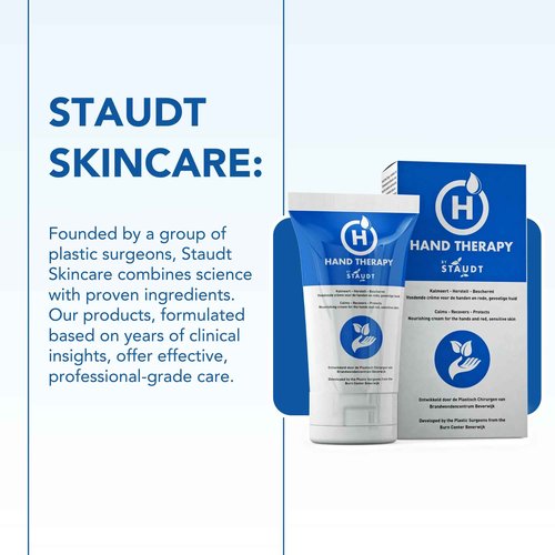 STAUDT Premium Hand Therapy Cream for Cracked, Dry or Irritated Hands with Shea Butter & Hyaluronic Acid - non greasy, fast absorbing hand lotion - Protection for hands in toughest working conditions