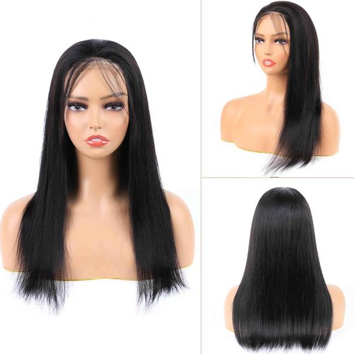 DaiMer Wear and Go Glueless Wigs Human Hair Pre Plucked Pre Cut 6x4 HD Lace Closure Wigs Human Hair Straight with Baby Hair Straight Human Hair Wig for Beginners Natural Black 150% Density 18 Inch