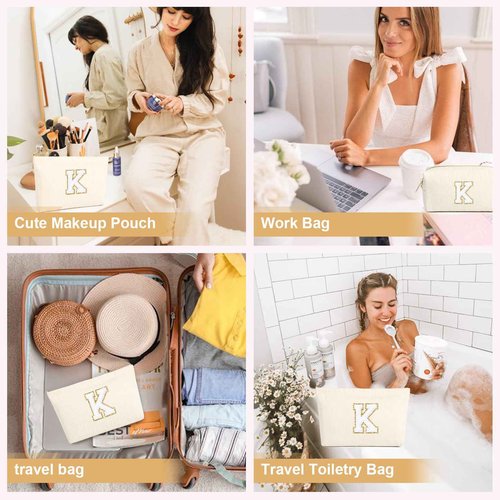 SOIDRAM 2PCS Personalized Makeup Bag - Mothers Day & Birthday Gifts for Her Mom, Girlfriend, Wife, Teacher