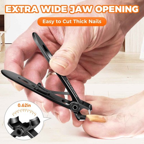 Large Toenail Clippers for Seniors Thick Toenails with Wide Opening, Podiatrist Slanted Curved Toe Nail Clippers for Men Thick Ingrown Nails, 360 Degree Fingernail Clippers Nail Cutter