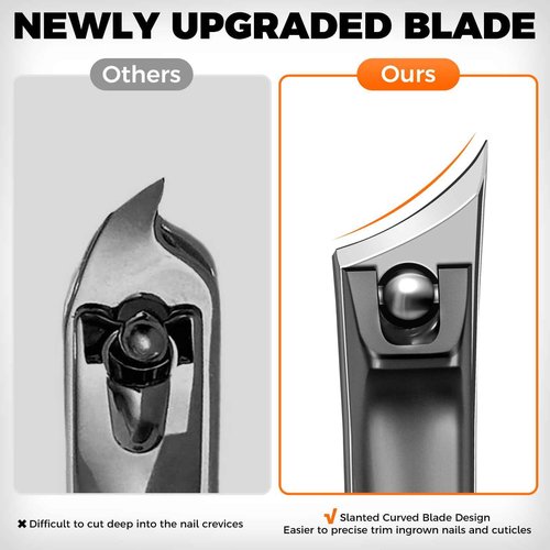 Large Toenail Clippers for Seniors Thick Toenails with Wide Opening, Podiatrist Slanted Curved Toe Nail Clippers for Men Thick Ingrown Nails, 360 Degree Fingernail Clippers Nail Cutter