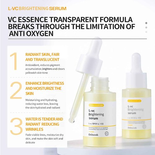 DEleventh Korean Brand Vitamin C Brightening Face Serum 37ml / with 3-O-Ethyl Ascorbic Acid, Niacinamide and α-Arbutin, Reduce Dark Spots and Fine Lines, Enhance Elasticity, Hydrate, and Protect Skin