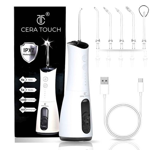 Water Flosser, Portable Rechargeable Water Flosser for Teeth, Ultrasonic Microbubble Cordless Oral Irrigator, IPX 7 Waterpfoof, 5 Nozzle Tips with 4 Different Water Modes, 300ML Water Flosser.
