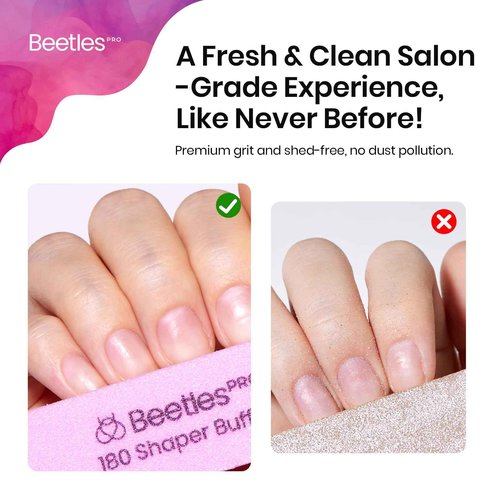Beetles Pro Nail Buffer Sanding Block 50 Pcs 180 Grit Polisher Buffing File 4 Sides Nail Files Pink Art Pedicure Manicure File for Acrylic Nails and Natural Nails