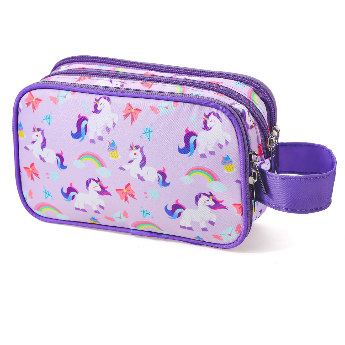 Vipdeal Kids Toiletry Bag for Girls, Travel Toiletry Bag for Little Young Girls Cosmetic Bag Makeup Bag Waterproof Hanging Wash Bag Toddler Toiletries, Unicorn Purple