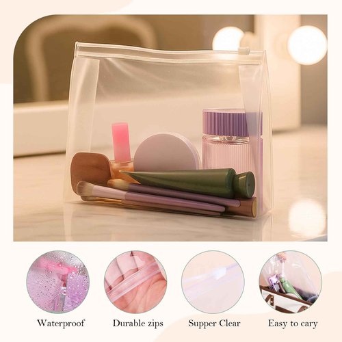 Giantree 50 PCS Small Clear Makeup Bag, 9.8"x7" Mini PVC Waterproof Cosmetic Organizer Bags Moisture-proof Portable Zipper Pouches Toiletry Bags Swimsuit Storage Bag with Zipper