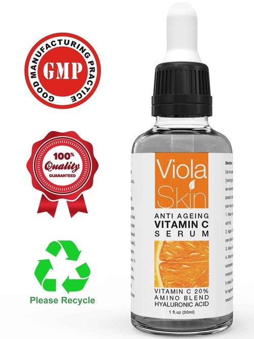 ViolaSkin Vitamin C Serum - Anti Ageing, Hydrating & Brightening Serum for Face with Hyaluronic Acid - Uniquely Designed Day & Night Serum