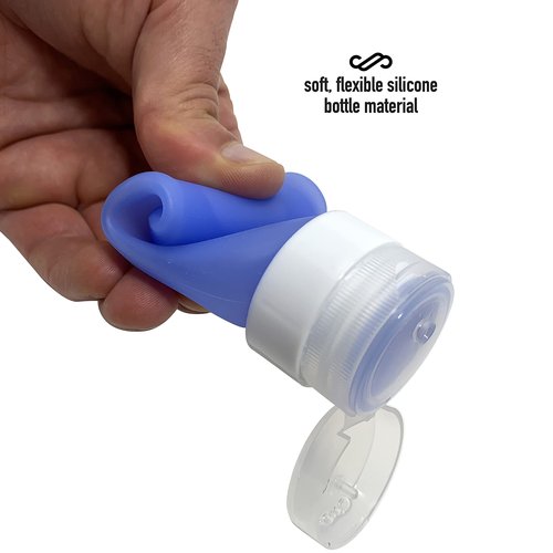 Cruise On Silicone Travel Bottle Set, TSA Approved, Leak-Proof Squeeze Bottles for Shampoo, Lotion & Liquids (2 oz & 1.4 oz), Refillable Containers with Carabiner Clips for Easy Carry