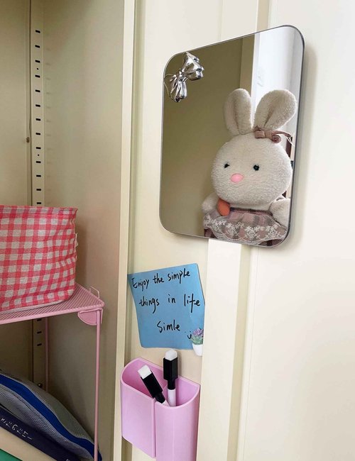 dbfdpsey Magnetic Locker Mirror 6"x7" Real Glass Frameless Mirror with Magnetic Backing for School Locker, Bow School Makeup Mirrors for Girls Bathroom Refrigerator Dorm Gym Office Cabinet Home