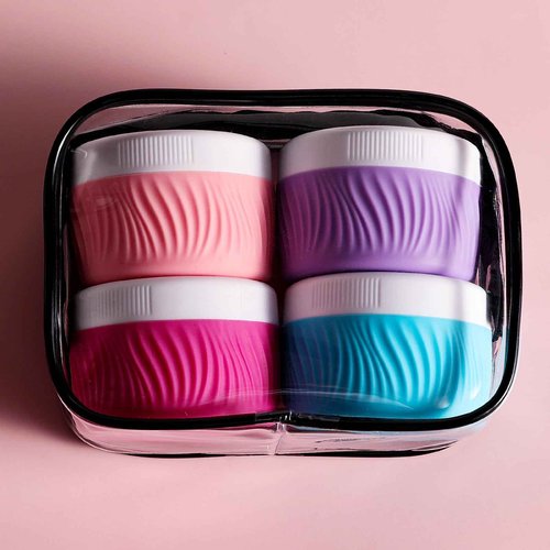 Kuangre Travel Containers for Toiletries, Silicone Cream Jars BPA-Free, TSA Approved 2oz Travel Size Containers, Leak-proof Portable Size Silicone Jars with Lid for Face Hand Body Cream (4 Pack)