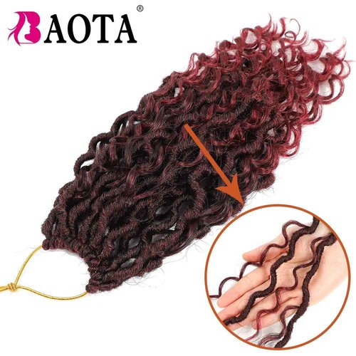 Goddess Locs Crochet Hair 14 Inch 7 Packs Crochet Hair for Women Pre Looped Crochet Braids with Curly Hair Crochet Locs With Curly Ends Soft Locs (1B/BUG#)