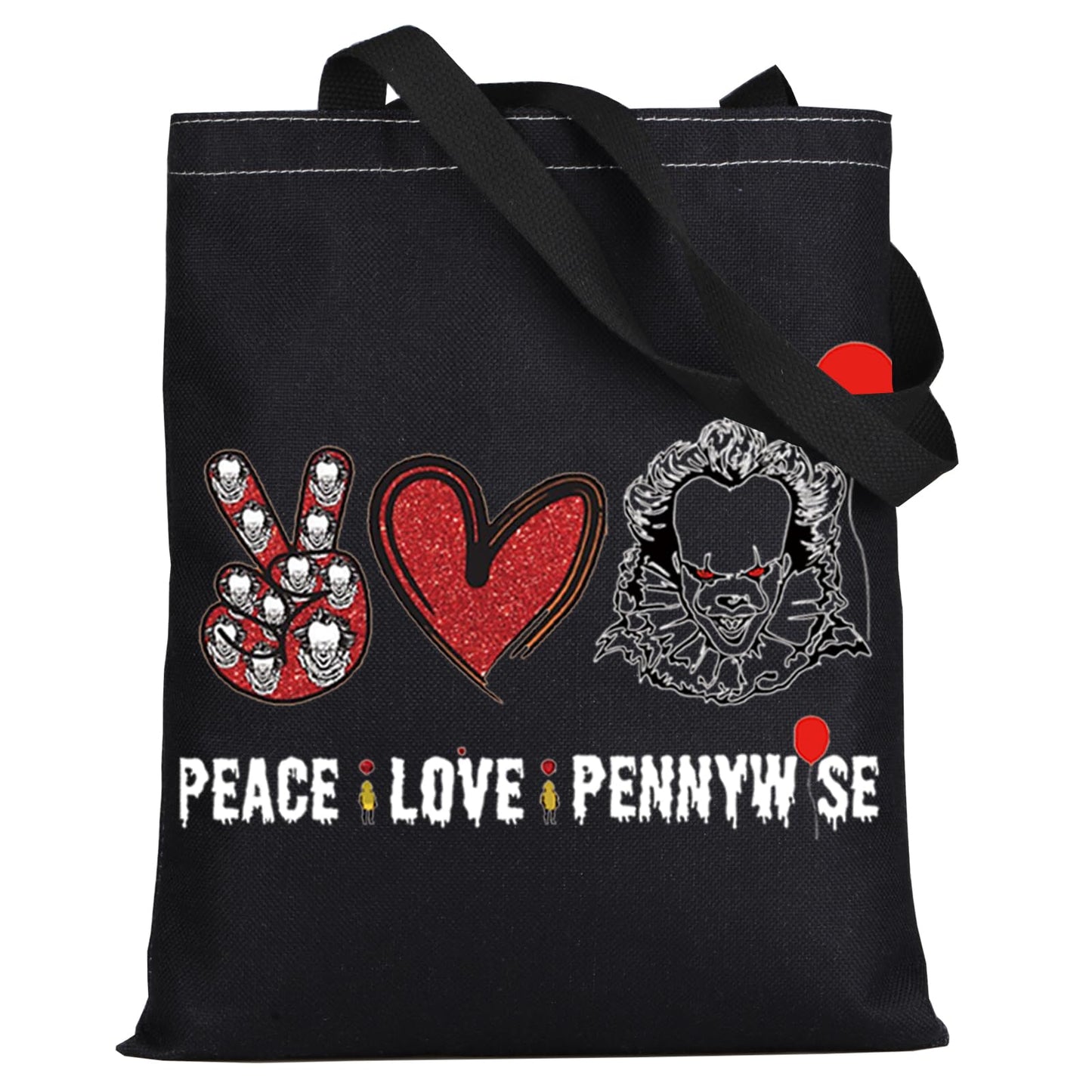 LEVLO Clowns Pennywise Cosmetic Make Up Bag Pennywise Lover Gift Peace Love Pennywise Makeup Zipper Pouch Bag Horror Movie Gift (Peace Pennywise BT)