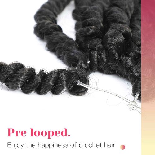 BOHOBABE Pre-twisted Passion Twist Crochet Hair 24 Inch Pre-looped Long Crochet Braiding Hair 8 Packs Soft Bohemian Twists (1B)