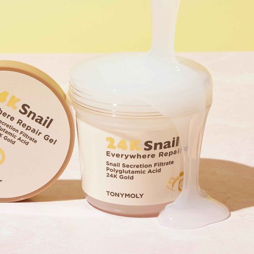 TONYMOLY 24K Snail Everywhere Repair Gel – Moisturizing & Rejuvenating Skincare for Face & Body with Snail Secretion Filtrate, Improves Texture & Elasticity