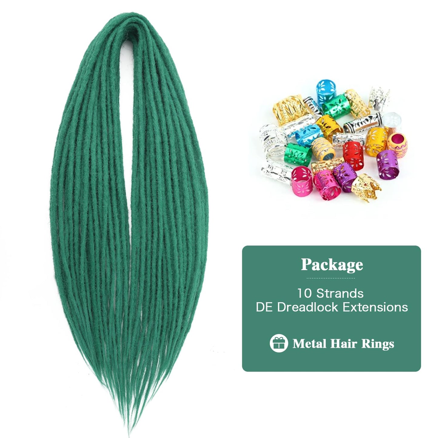 WIGNEE 24 Inches Double Ended Dreadlock Extensions Straight Synthetic Dreadlock Extensions 10 Strands Fake Synthetic Dreads Extensions (24, Green)