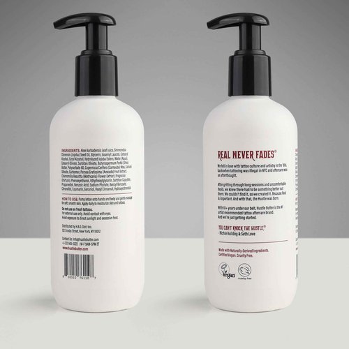 Hustle Butter Tattoo Aftercare - Daily Moisturizing Lotion - Naturally Derived Vegan Cruelty Free - Everyday All Over Use for Tattoos - 9 fl oz