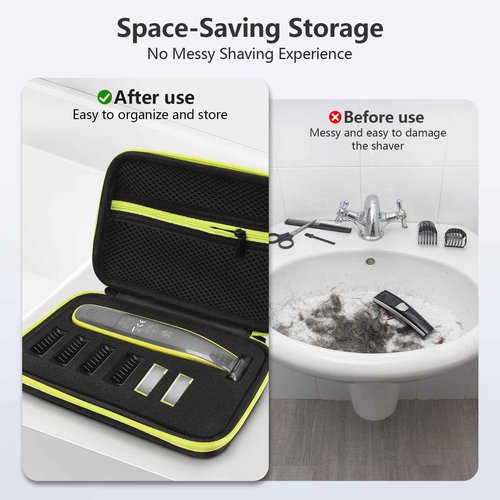 EcoVibe EVA Protective Shaver Hard Case Compatible with Philips One Blade QP2724/90 QP2834/70 QP2630/72 Hybrid Electric Trimmer Hard Portable Storage Carrying Case for Shavers and Accessories