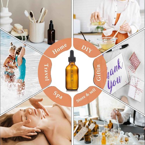 Parfumlism Dropper Bottles 2 oz Amber Glass with Scale – 20 Pack Graduated Bottles for Essential Oils, Tinctures, DIY Skincare, UV Protection