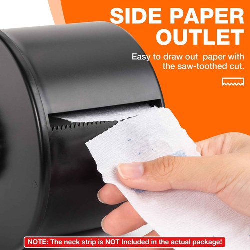 Neck Strip Dispenser, Black Barber Neck Strip Holder Dispenser with 4PCS Adhesive Pads for Wall Mounting Hanging Up, Neck Strip Paper Roll Dispenser Neck Strip Container for Hair Salon & Barber Shop