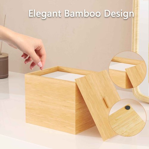 JHJFRAWY Bamboo Disposable Face Towel Holder for Clean Skin Club, Bathroom Storage Organizer, Container Box (Towels Not Included)