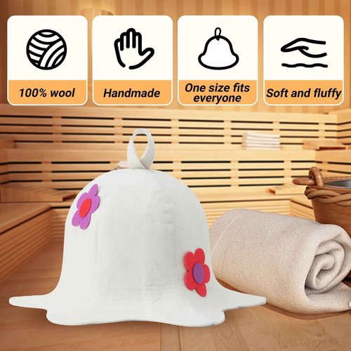 100% Wool Sauna Hat, Traditional Russian Sauna Hat Accessories for Men and Women, Infrared Steam Sauna Accessories Cap