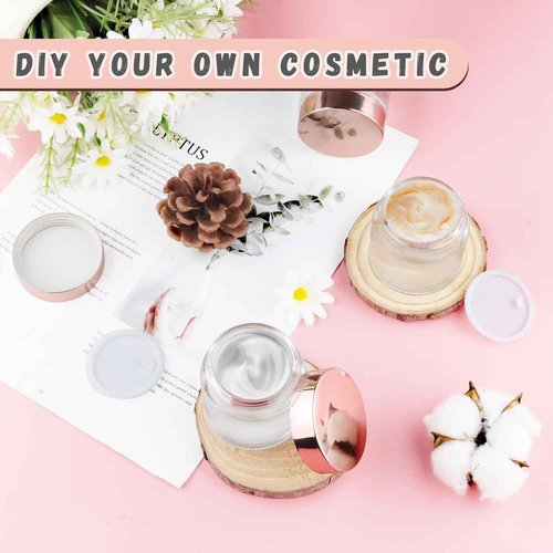 8 Pcs 60g/2oz Cream Jars Glass Cosmetic Containers Empty Glass Sample Jars with Leakproof Lids for Makeup Lotion Eye Creams Scrub Home Travel - Clear