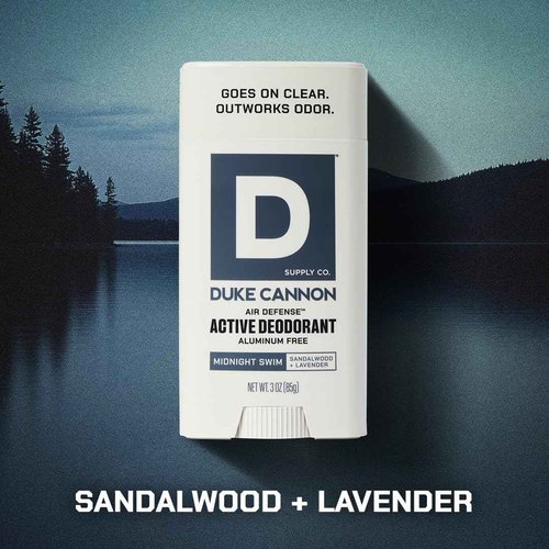 Duke Cannon Air Defense Active Deodorant Aluminum Free, 3x Protection, Aloe Vera & Vitamin E, 3 oz – Midnight Swim, Sawtooth, Superior (Pack of 3)