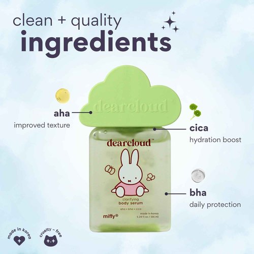Miffy Clarifying Body Serum – Ultra Hydrating Serum with AHA/BHA/Cica – Korean Skin Care Body Serum for Smooth, Clear Skin (5.24 fl oz)