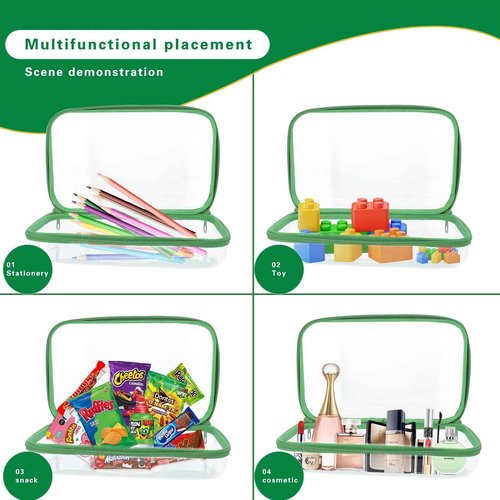 Rujorfamu 2pc Clear Hard Shell Case, Makeup & Skincare Travel Bags, Portable Zipper Organizer for Toiletries & Stationery