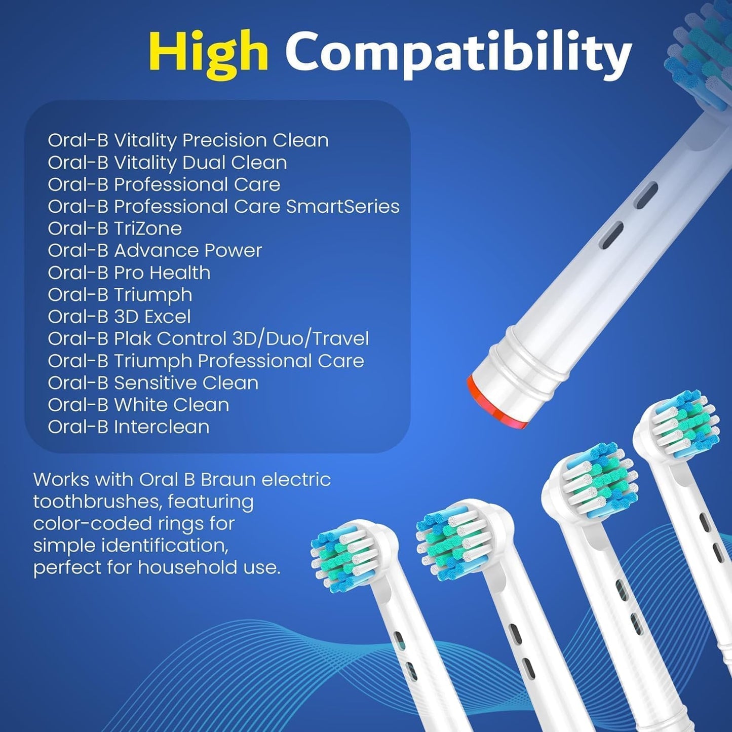 Generic Replacement Toothbrush Heads for Professional Electric Toothbrush Heads, Heads Refill Precision Clean Brush Compatible with Oral-B 7000/Pro 1000/9600/ 5000/3000/8000 (12 Pack), Medium, White