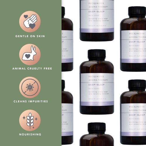 Pecksniff's Aroma:Therapy Deep-Sleep Bath Soak Decanter | 500ml/16.9 Fl Oz