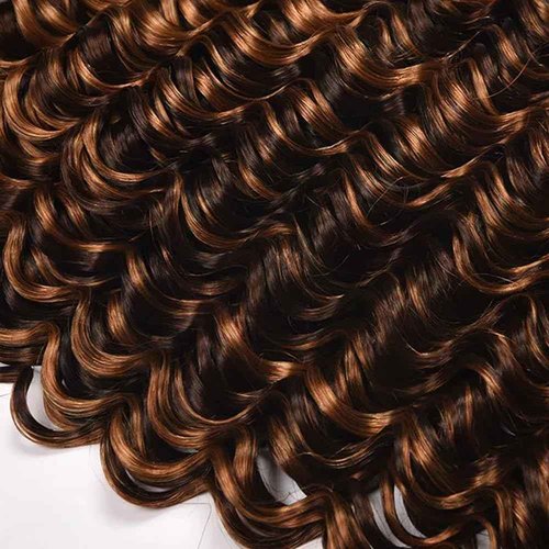Highlight Bundles Human Hair Dark Brown Loose Deep Wave Bundles 12 14 16 Inch P430 Human Hair Bundle Brazilian Virgin Remy Hair Chocolate Brown Bundle 100g/Pc
