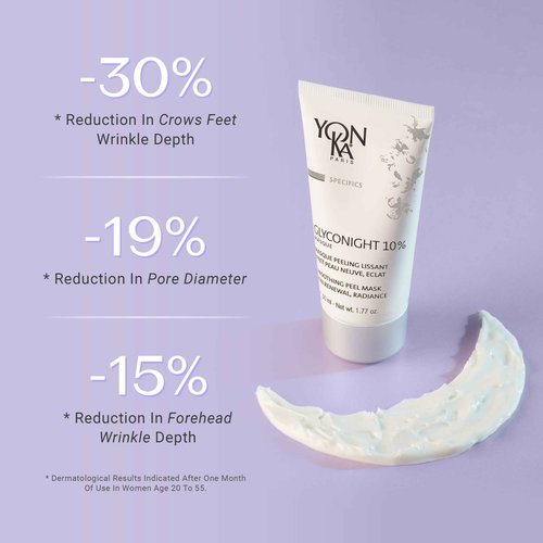 Yonka Glyconight 10% Peel Masque | Anti-Aging Face Mask | Skin Renewal for Wrinkles and Pore Reduction with Glycolic Acid | Travel Size 0.57 oz