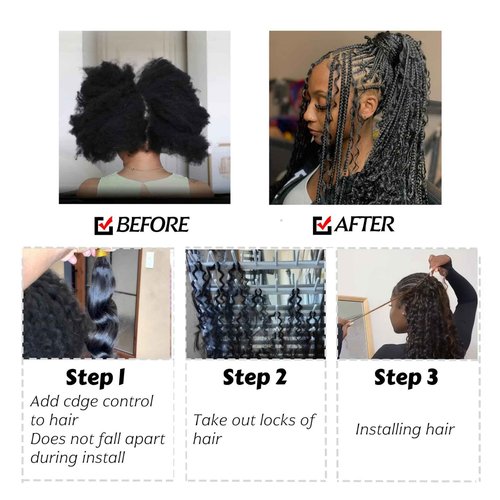Human Braiding Hair for Boho Braids Deep Wave Bulk Human Hair 120g 14 Inch 12A Knotless Boho Braiding Curly 100% Virgin No Weft Extensions Bohemian Braids 3 Bundles/Pack Natural Color