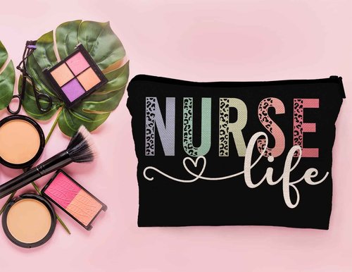 Lacosu Nurse Life Nursing Leopard Makeup Bag Make Up Cosmetic Bag Small Zipper Pouch,Nurse Appreciation Week Graduate Gift,Nursing Gift