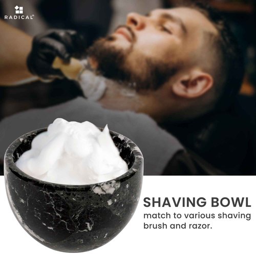 Radicaln Marble Shaving Bowl 3" Inch Black Handmade Shave Soap Holder for Men, Barber Accessories & Supplies, Luxury Stone Bowl for Shaving Cream & Aftershave Foam