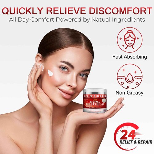 Eczema Cream for Kids & Adults - Eczema Relief Cream for Redness, Itchy, Dry Skin, Daily Moisturizer for Sensitive Skin, with Sea Moss, Aloe Vera, Colloidal Oatmeal, Fragrance-Free, 1.7 FL OZ, 2PC