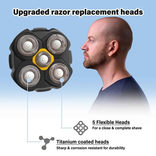 Replacement Heads Compatible with Microtouch Titanium Electric Head Shaver, Titanium Razor Replacement Blades for Micro Touch Head Shaver, Hypoallergenic Hair Clippers Blades for Bald Men - 3 Pcs
