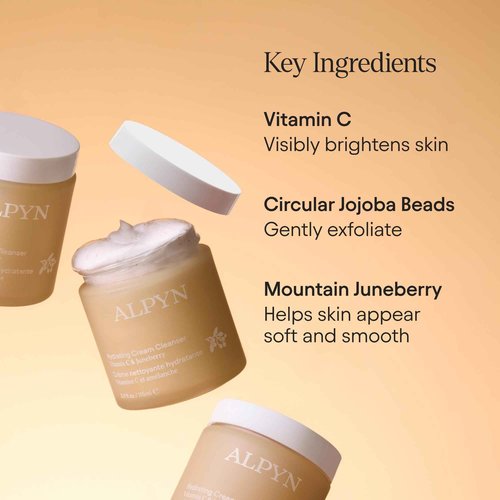 ALPYN Hydrating Cold Cream Cleanser with Vitamin C & Juneberry | Removes Dirt, Oil & Makeup | Exfoliates Dryness for Soft & Smooth Skin | 3.9 oz / 115 ml